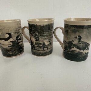 Wildlife Design Pac Field & Stream Coffee Mug Cup Set of 3 -2 Ducks & 1 Deer